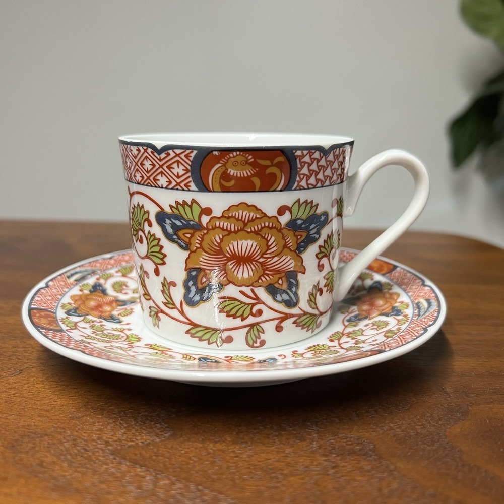 4 x NEW Georges Briard "Peony" Cup Saucer Set Japanese Imari Reproduction MCM